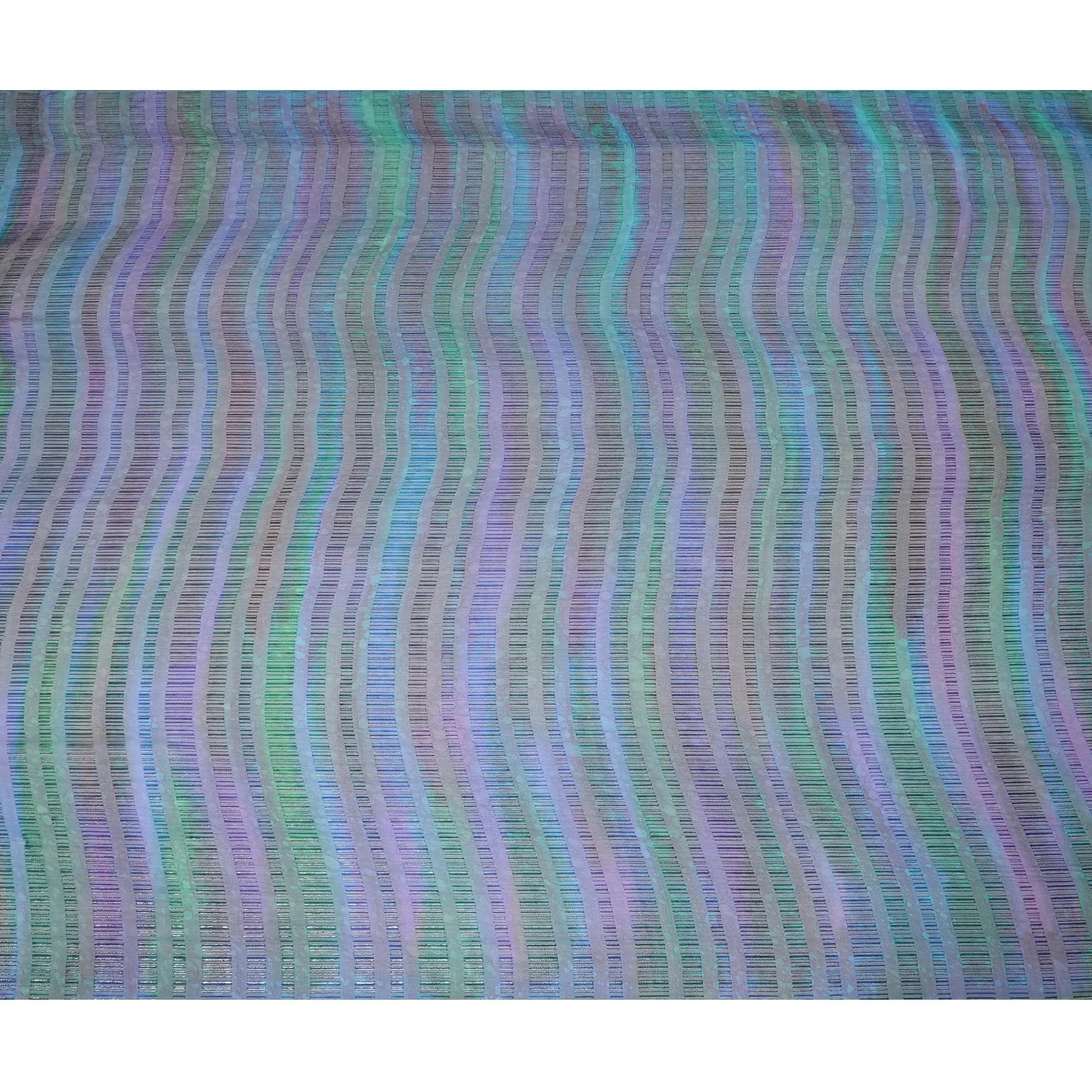 Multicolor Premium Pure silk chiffon fabric with gold and silver metallic lurex in batik design-D8860