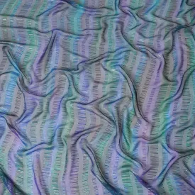 Multicolor Premium Pure silk chiffon fabric with gold and silver metallic lurex in batik design-D8860