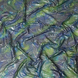 Multicolor premium pure silk chiffon fabric with gold metallic lurex in abstract design-D14078