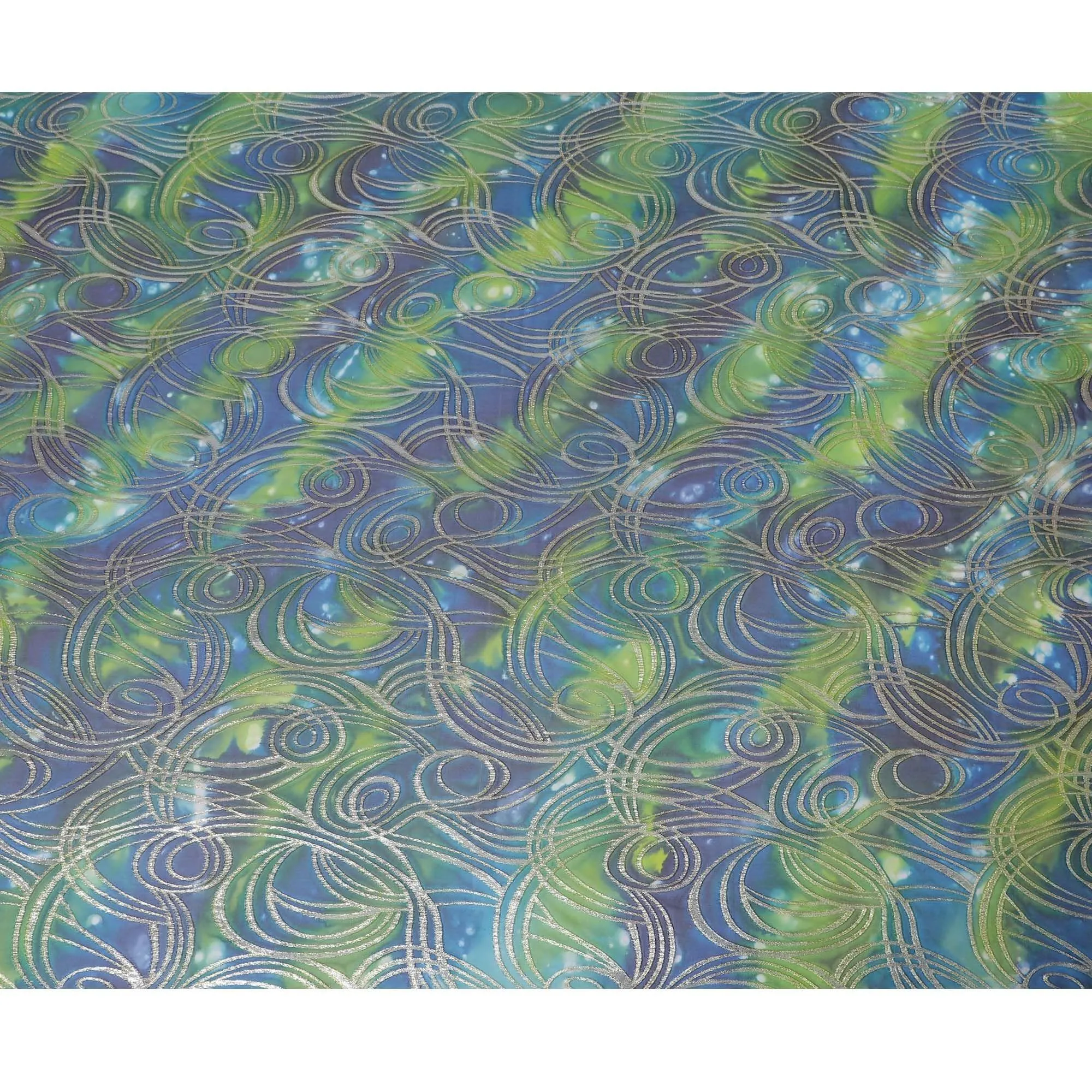 Multicolor premium pure silk chiffon fabric with gold metallic lurex in abstract design-D14078