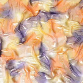 Multicolor Premium pure silk chiffon fabric with gold metallic lurex in abstract design-D9696