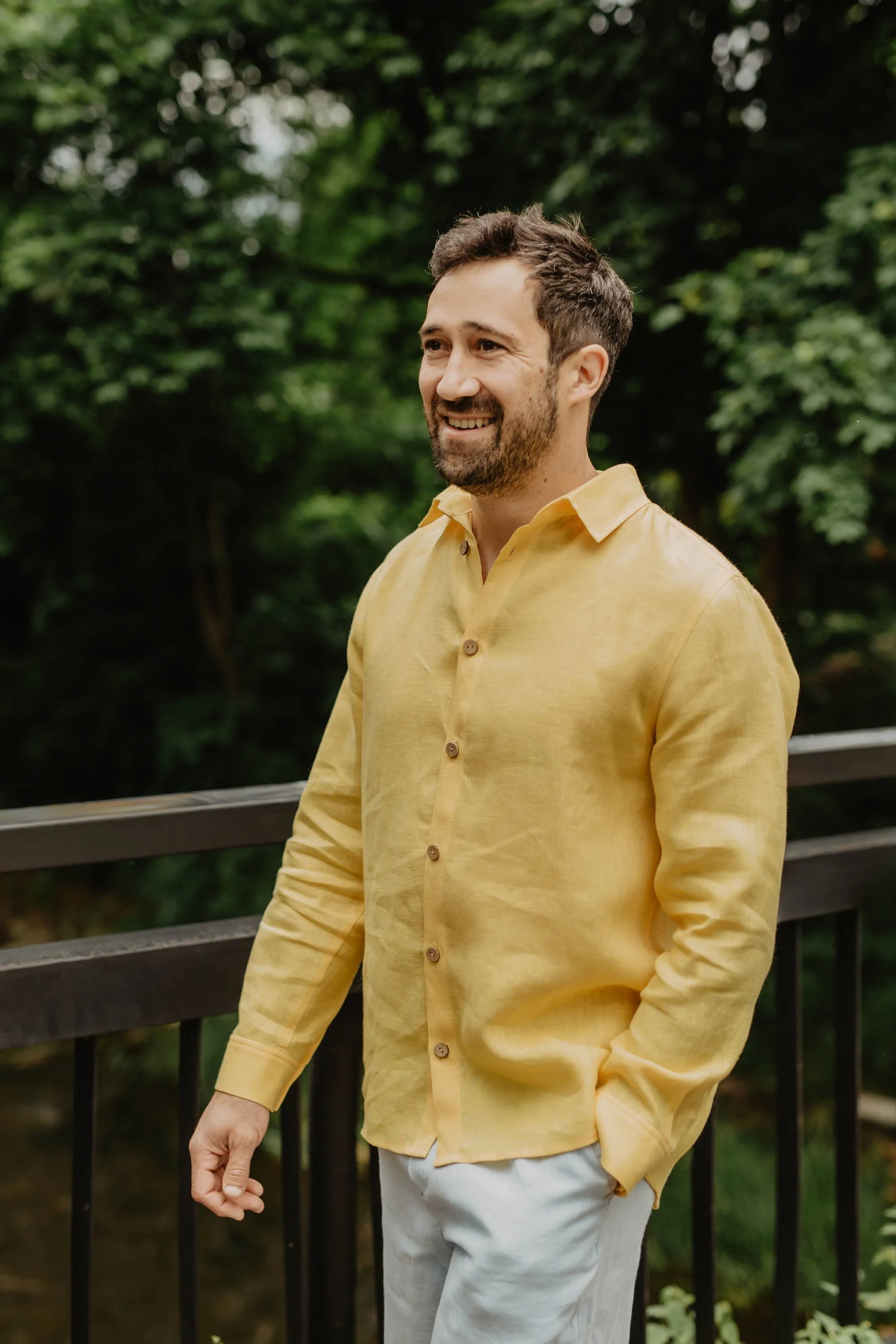 Naglis Men's Long Sleeve Linen Shirt