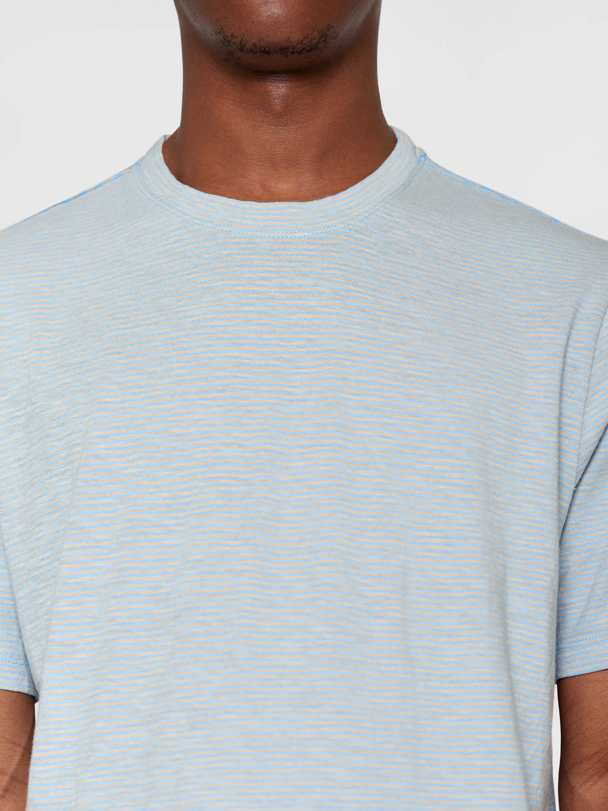 Narrow striped slub t-shirt - Light Blue Stripe