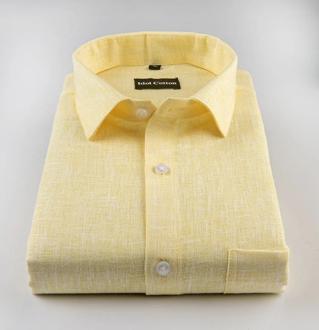 Natural linen cotton light lemon colour