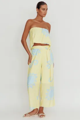 Nectar Sun Print Wide Leg Pants Yellow