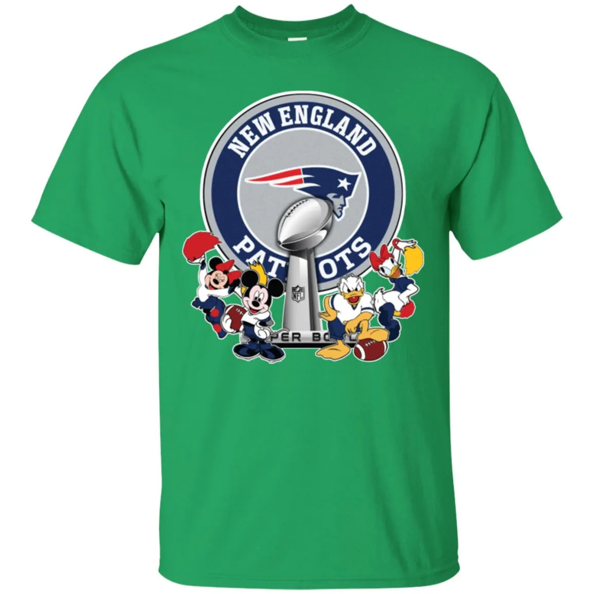 New England Patriots Super Bowl 2019 Mickey Minnie Mouse Donald Daisy Duck Football Nfl Men Cotton T-Shirt