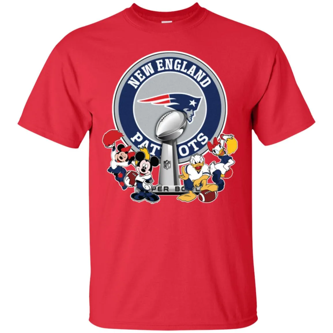 New England Patriots Super Bowl 2019 Mickey Minnie Mouse Donald Daisy Duck Football Nfl Men Cotton T-Shirt