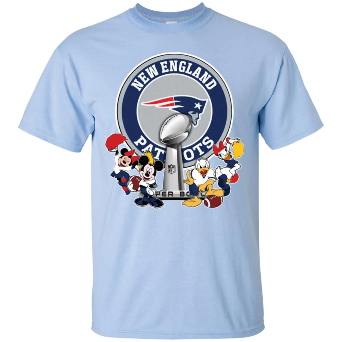 New England Patriots Super Bowl 2019 Mickey Minnie Mouse Donald Daisy Duck Football Nfl Men Cotton T-Shirt