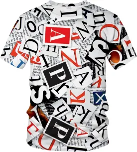 Novelty Men's Letters Printed T-Shirt Funny Graffiti Graphic Tee Shirt
