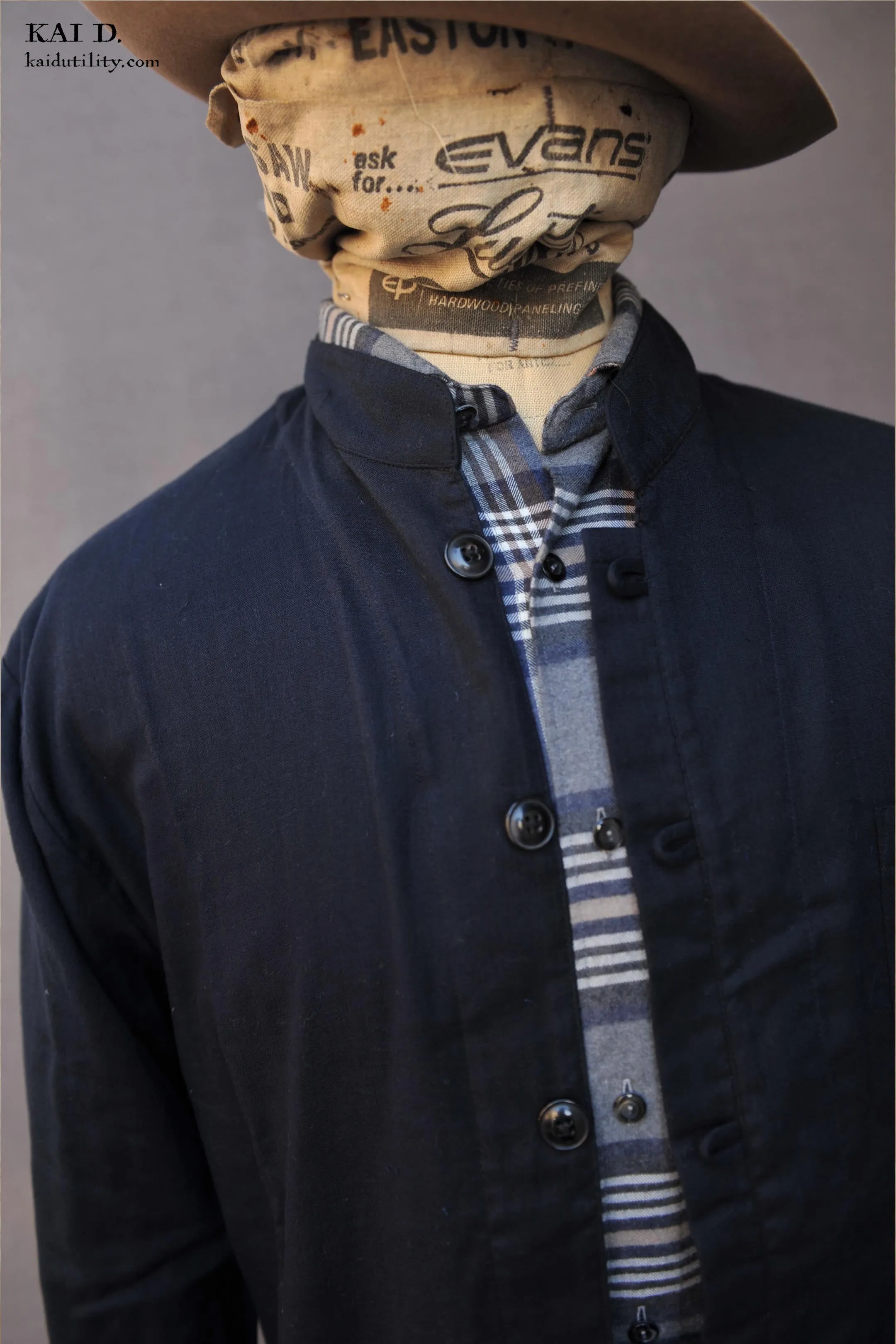 O'Hara Shirt - Navy Double Gauze Cotton - L