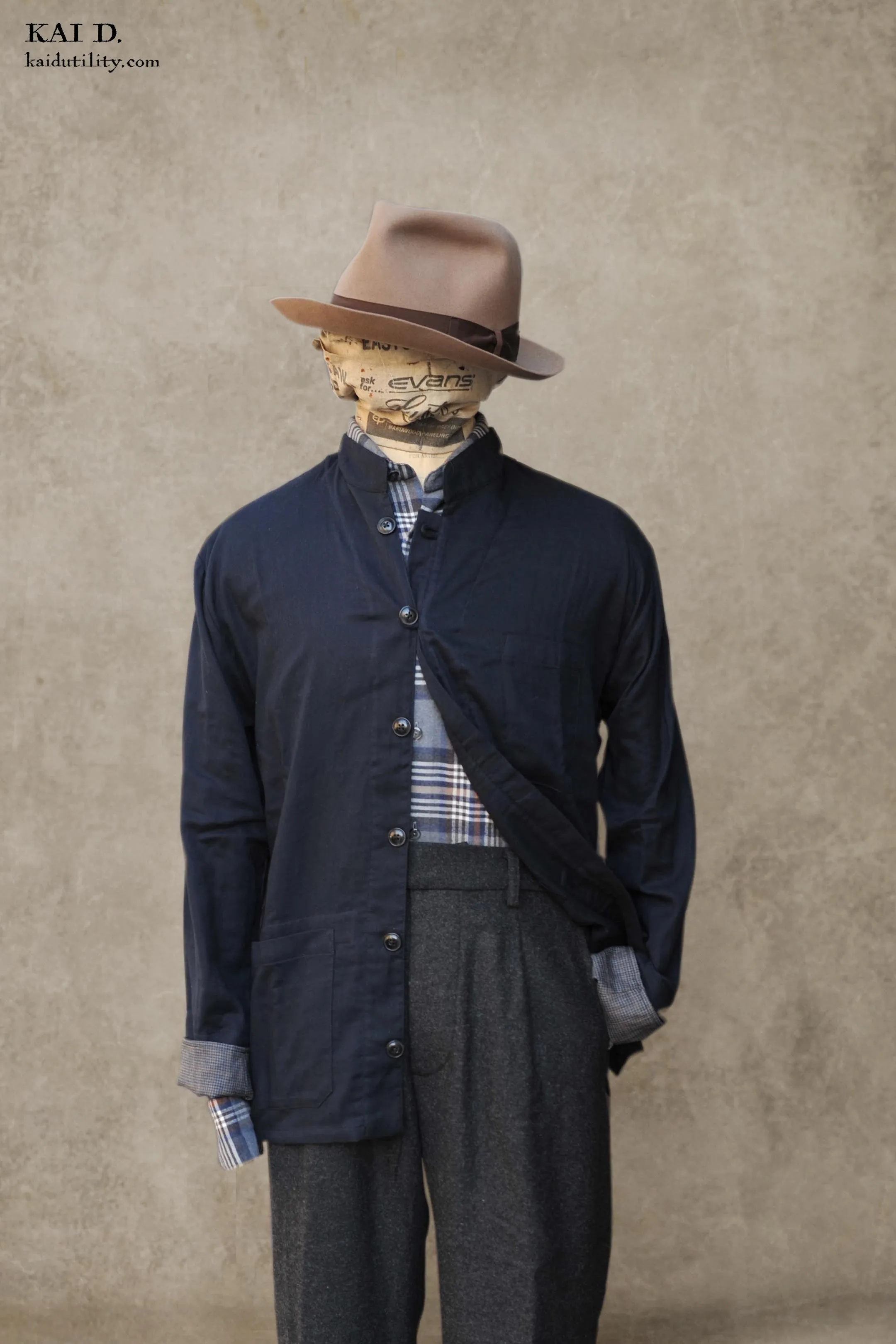 O'Hara Shirt - Navy Double Gauze Cotton - L