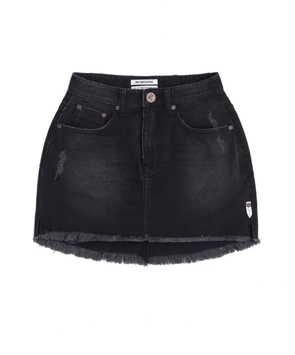 ONE TEASPOON: 2020 HIGH WAIST MINI SKIRT - BLACK WEDNESDAY