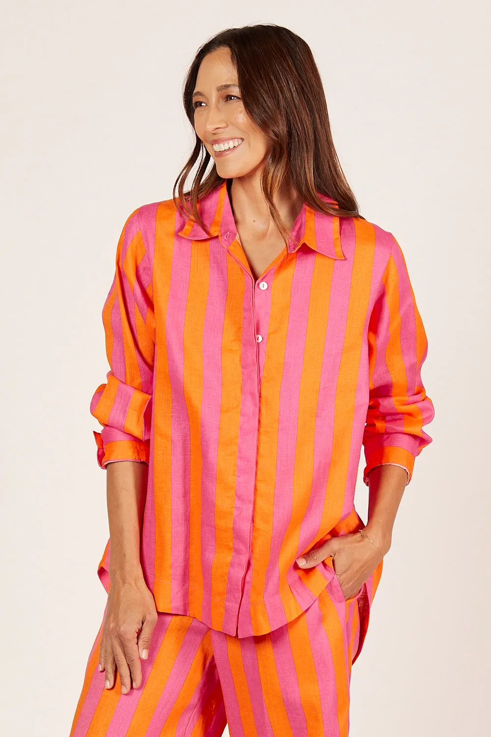 Oversized Linen Boyfriend Shirt in Afterglow