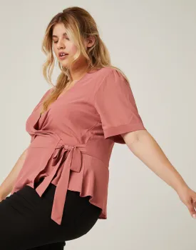 Plus Size Chiffon Wrap Top