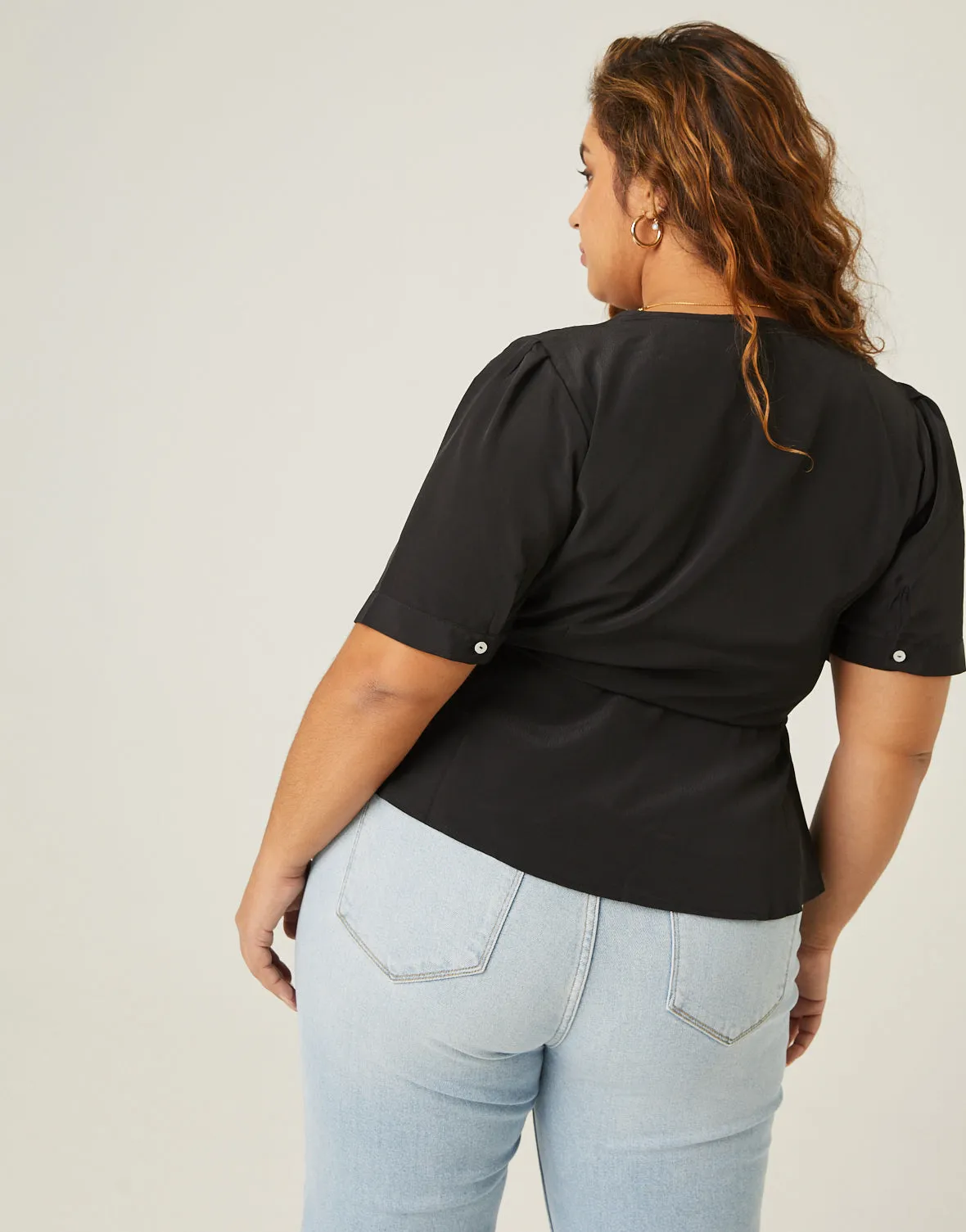 Plus Size Chiffon Wrap Top