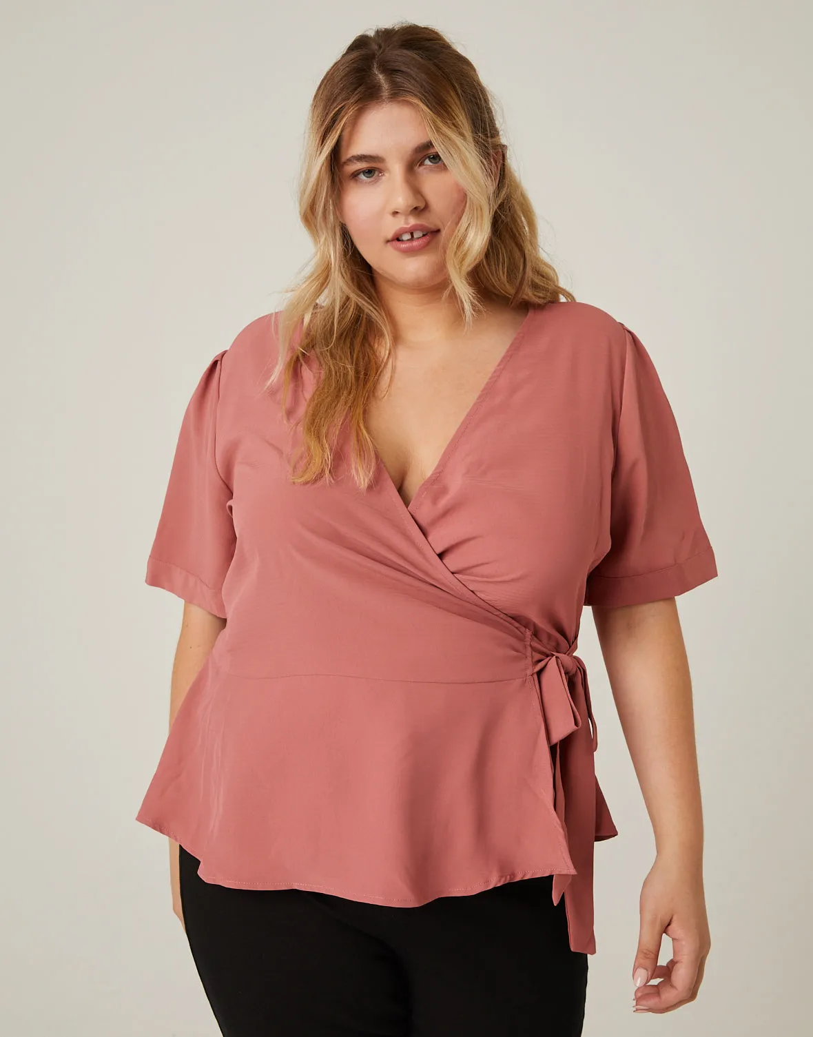 Plus Size Chiffon Wrap Top