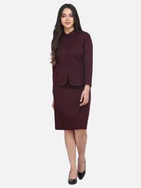 Power Sutra Cotton Skirt Suit - Burgundy Red