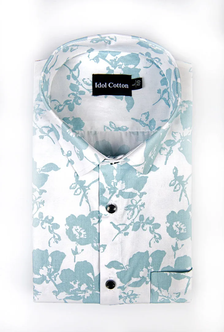 Pure Cotton pual smith print flower white with rama mix