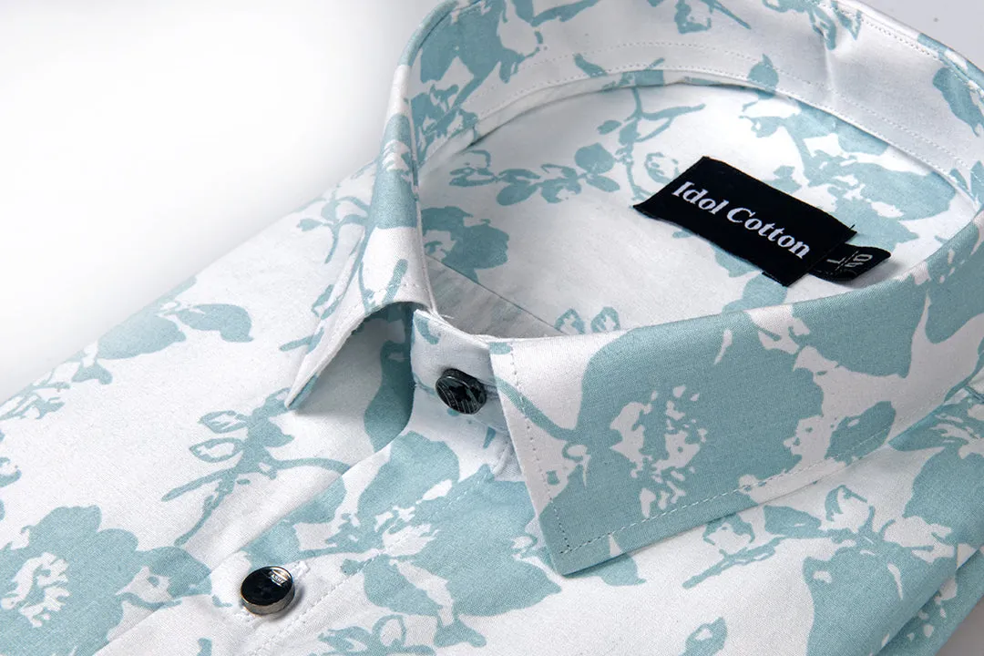 Pure Cotton pual smith print flower white with rama mix
