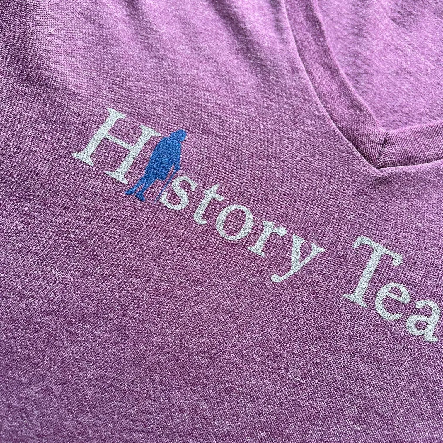 "History Teacher" V-neck T-Shirt with Ben Franklin - Purple
