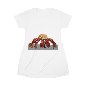 Red Crab All Over Print T-Shirt Dress