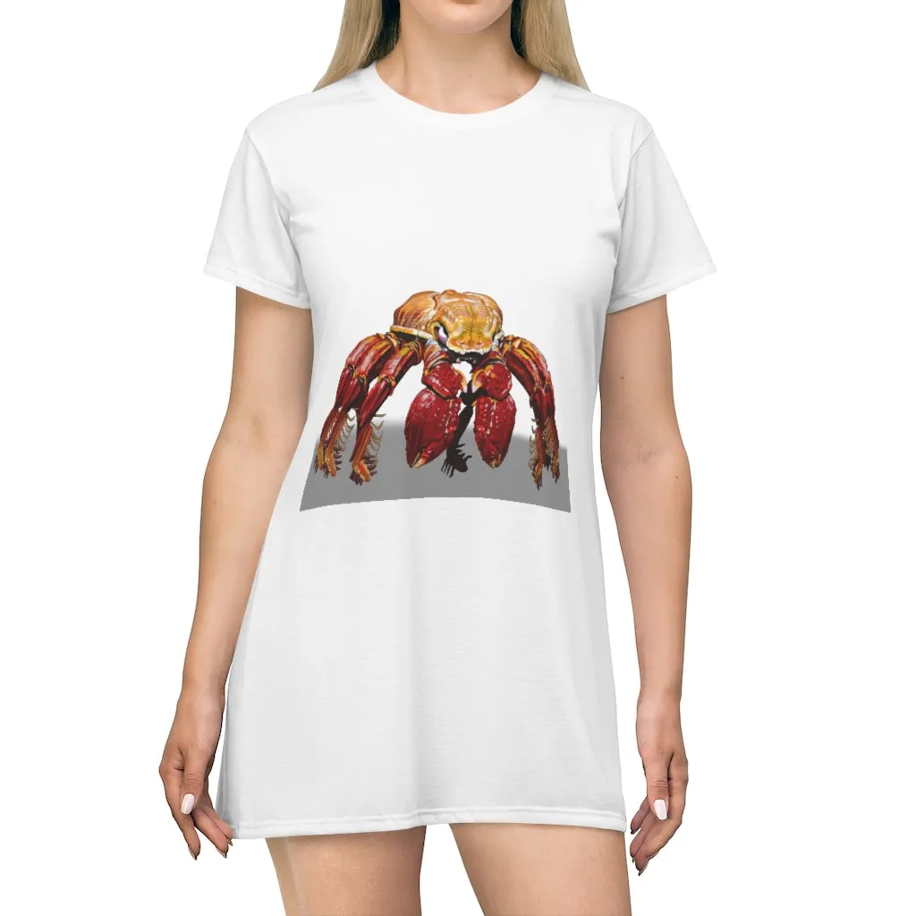 Red Crab All Over Print T-Shirt Dress