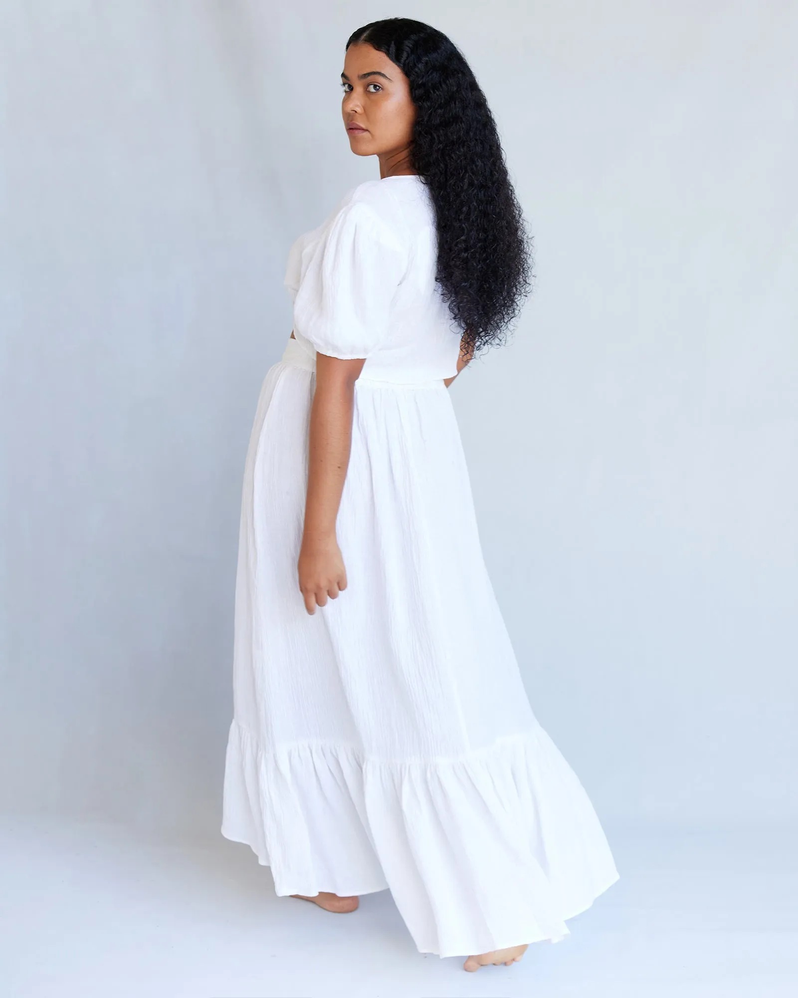 Saloma Linen Skirt - White