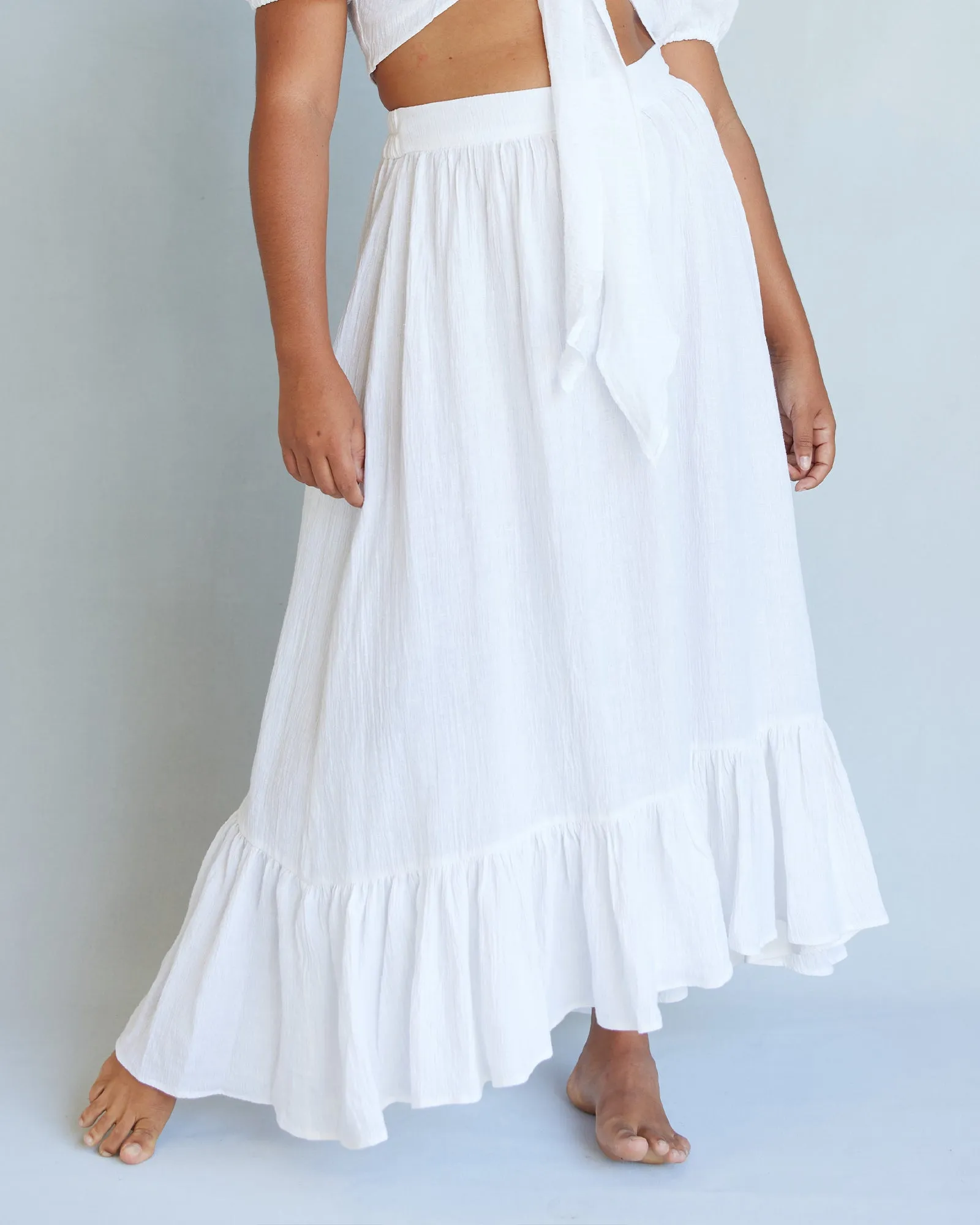 Saloma Linen Skirt - White