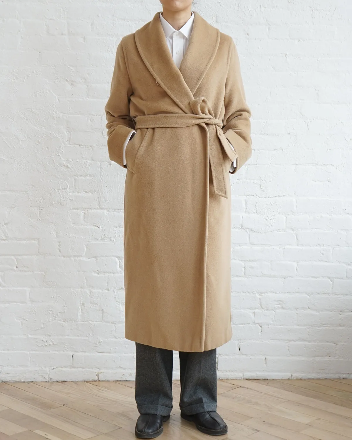 Shawl Collar Belted Wool Coat