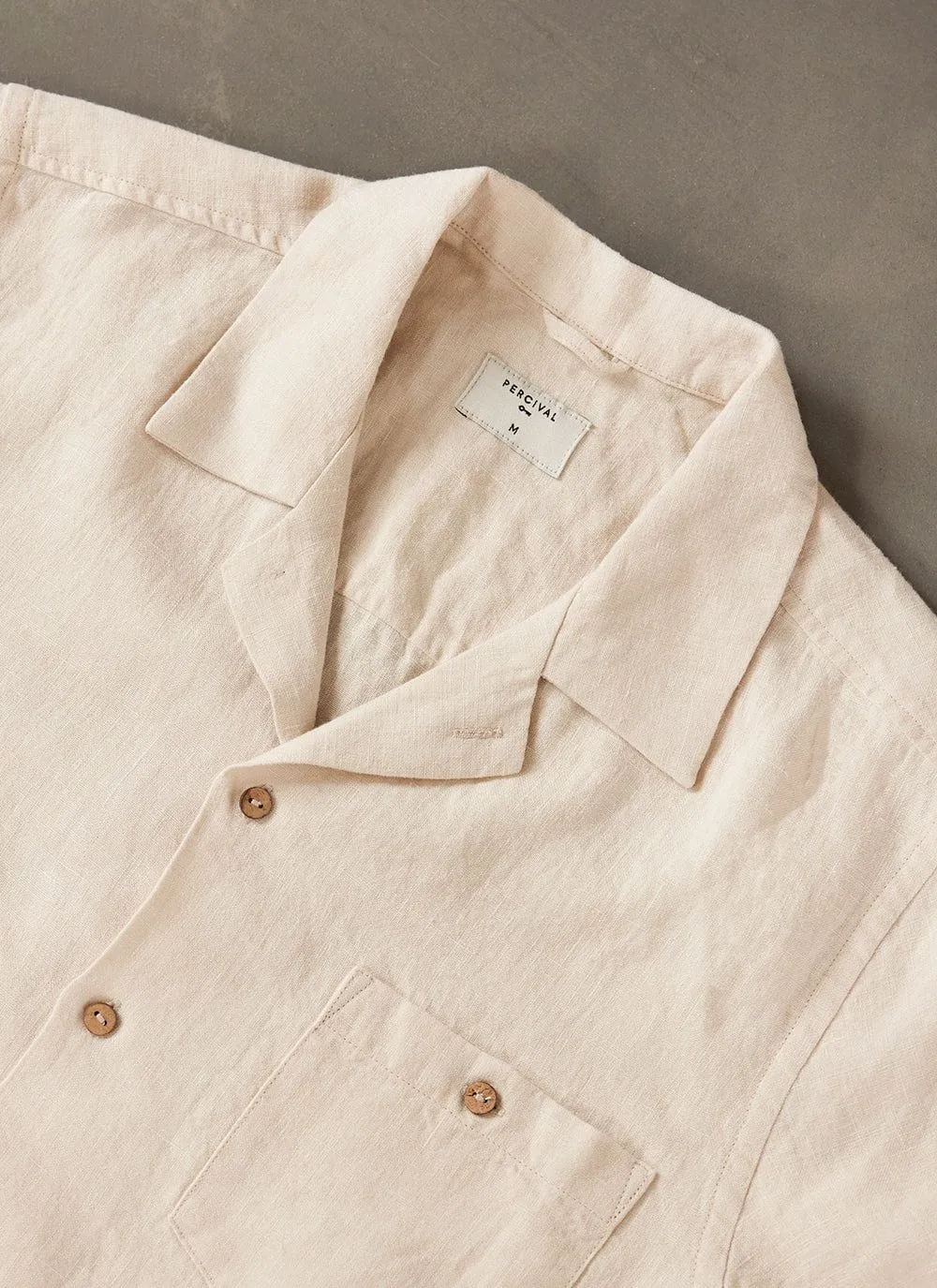Short Sleeve Cuban Shirt | Linen | Stone