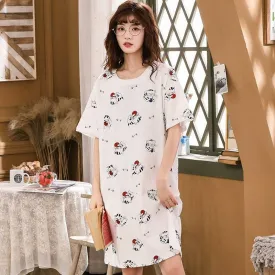 Sleep Wear Soft Cotton Blend Night Shirt Lounge Wear Cat Print XL 2XL 2XL