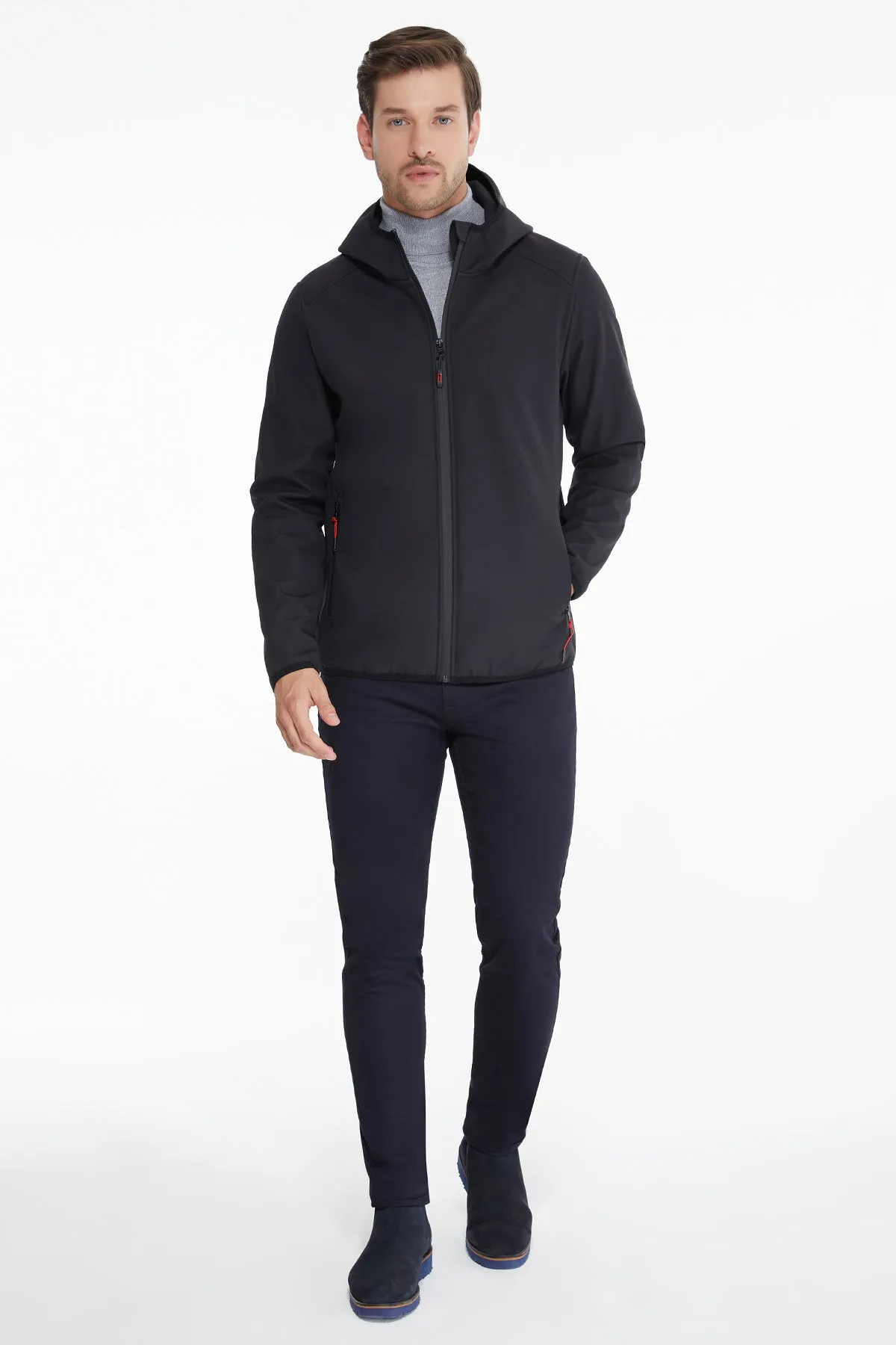 Slim Fit Fleece Apollo Charcoal Hooded Coat