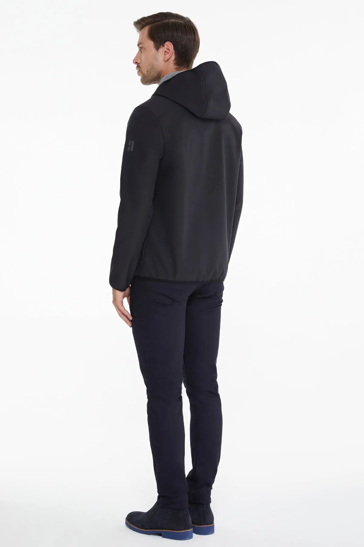 Slim Fit Fleece Apollo Charcoal Hooded Coat
