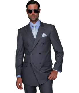 Statement Men's charcoal gray double breasted suit classic fit pleated pants