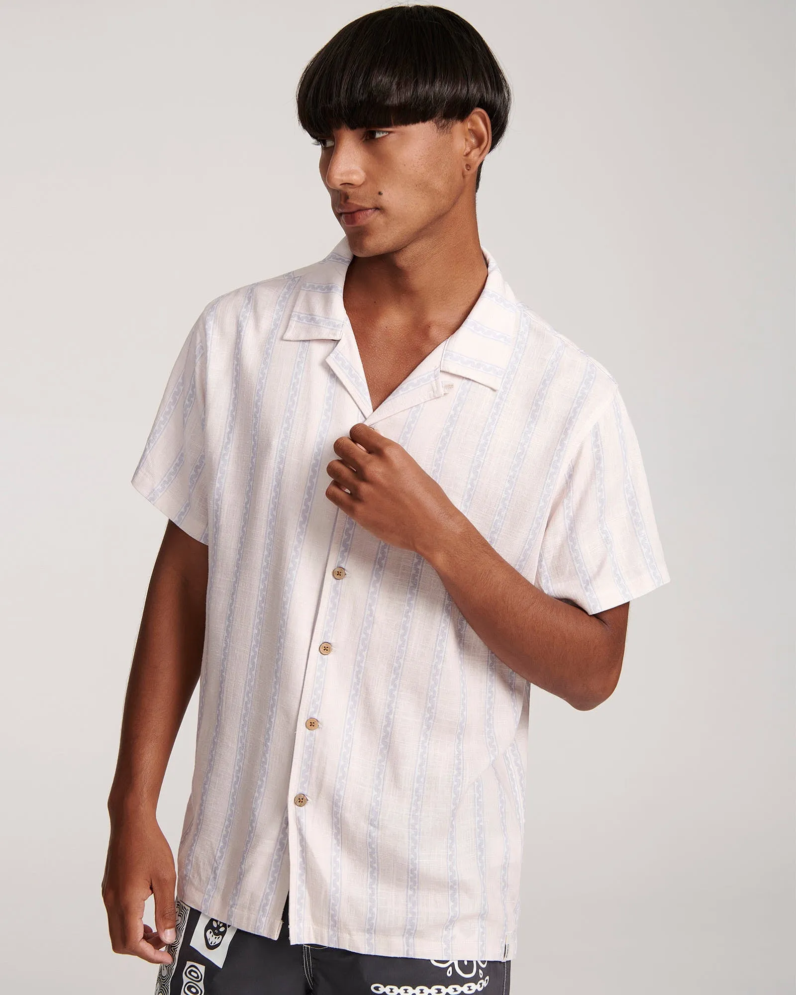 The Critical Slide Society Sideline Shirt in Salmon Stripe