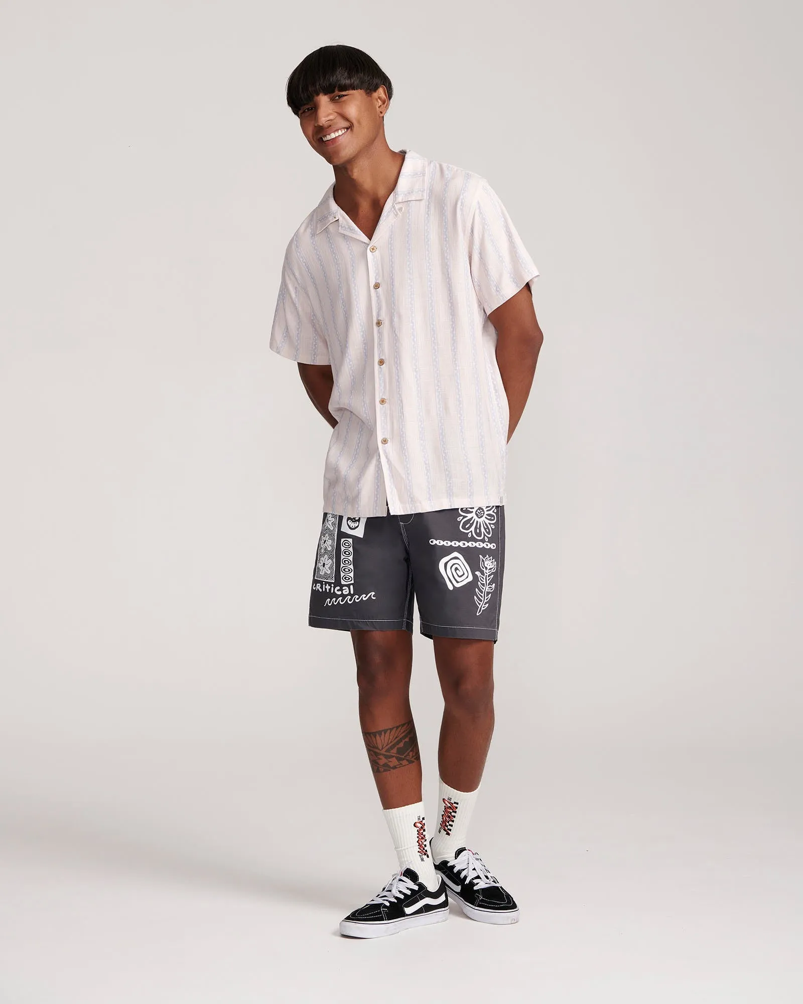 The Critical Slide Society Sideline Shirt in Salmon Stripe