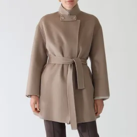 Tortora Wool and Cashmere Blend Coat