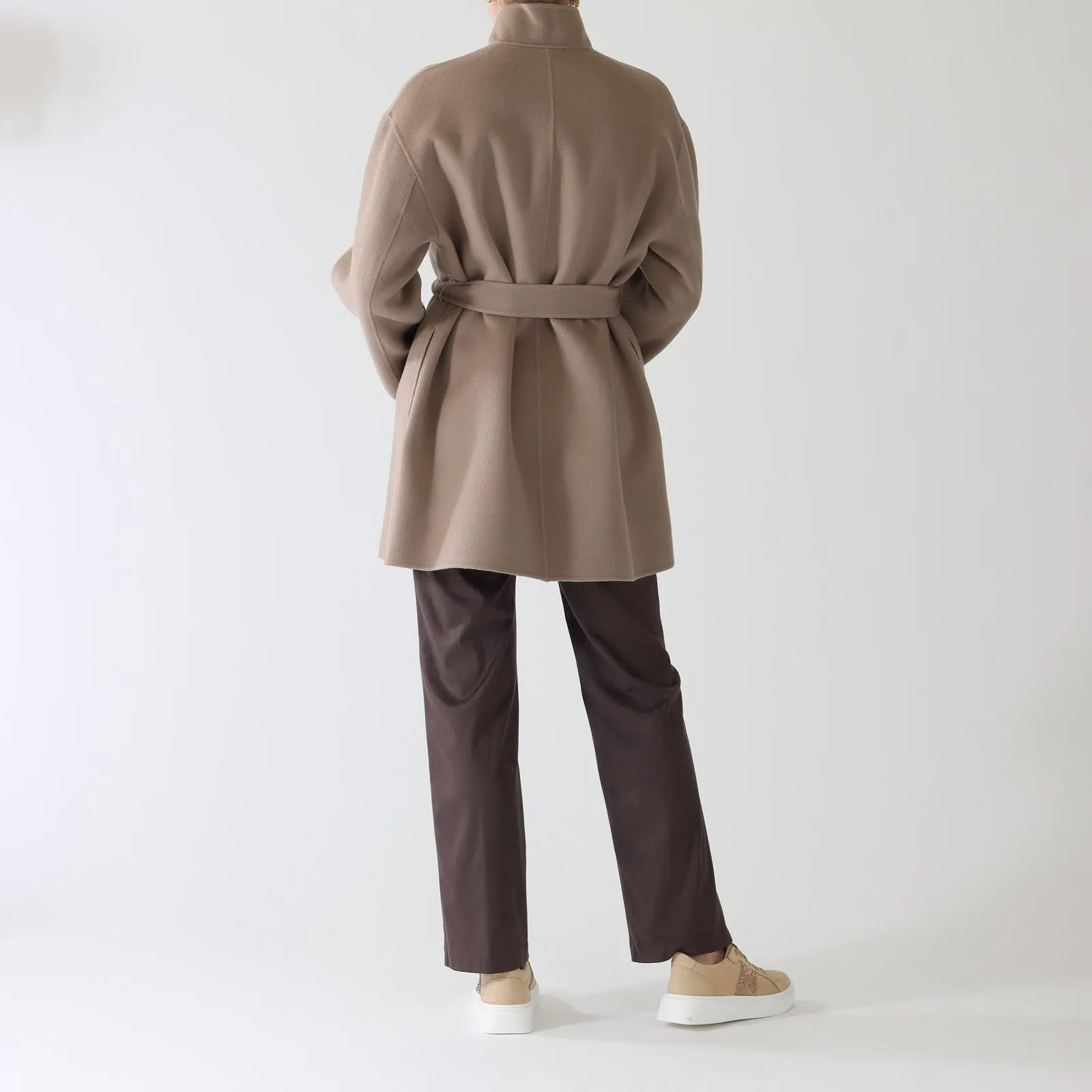 Tortora Wool and Cashmere Blend Coat