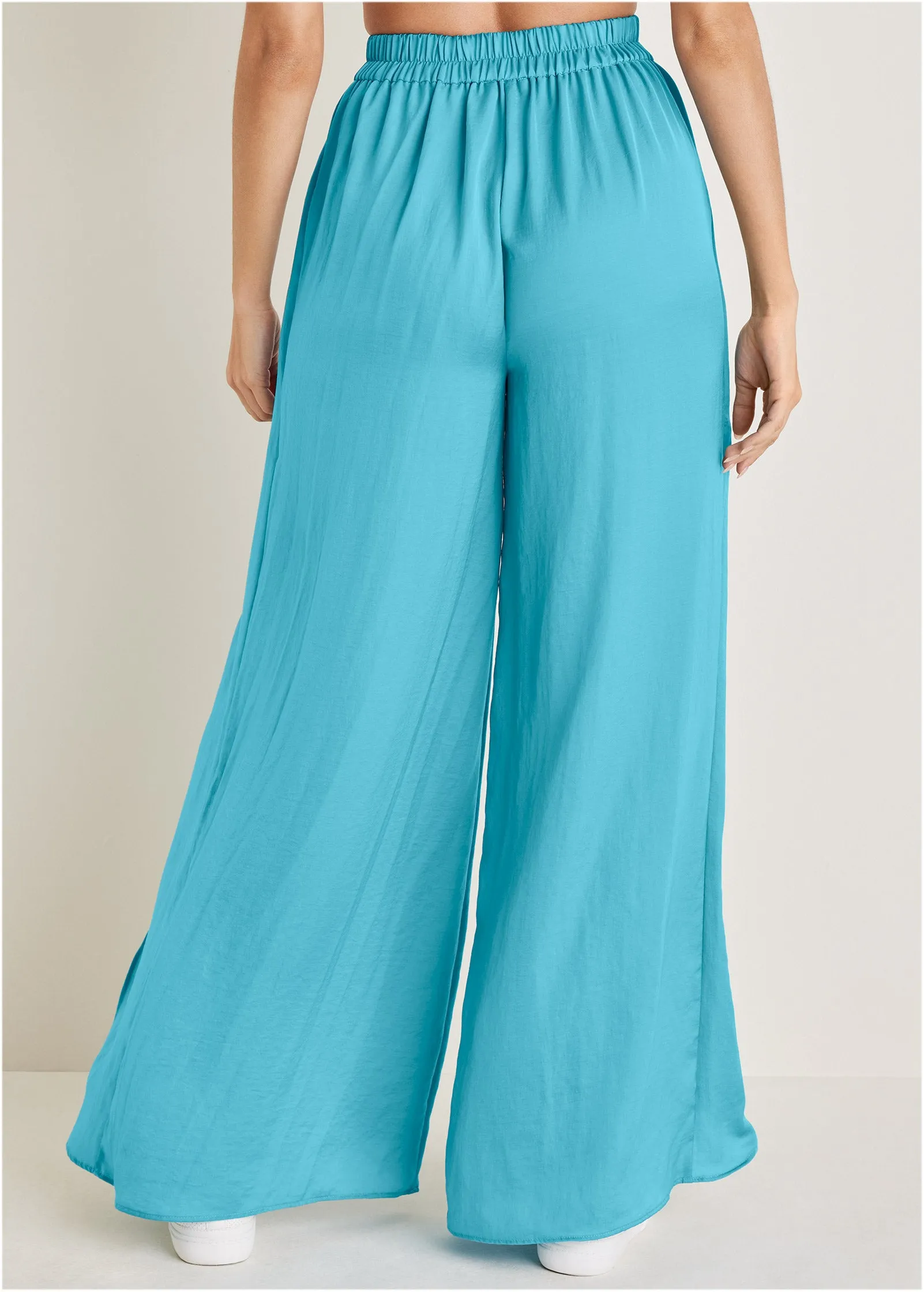 Tulip Hem Wide Leg Pants  - Blue