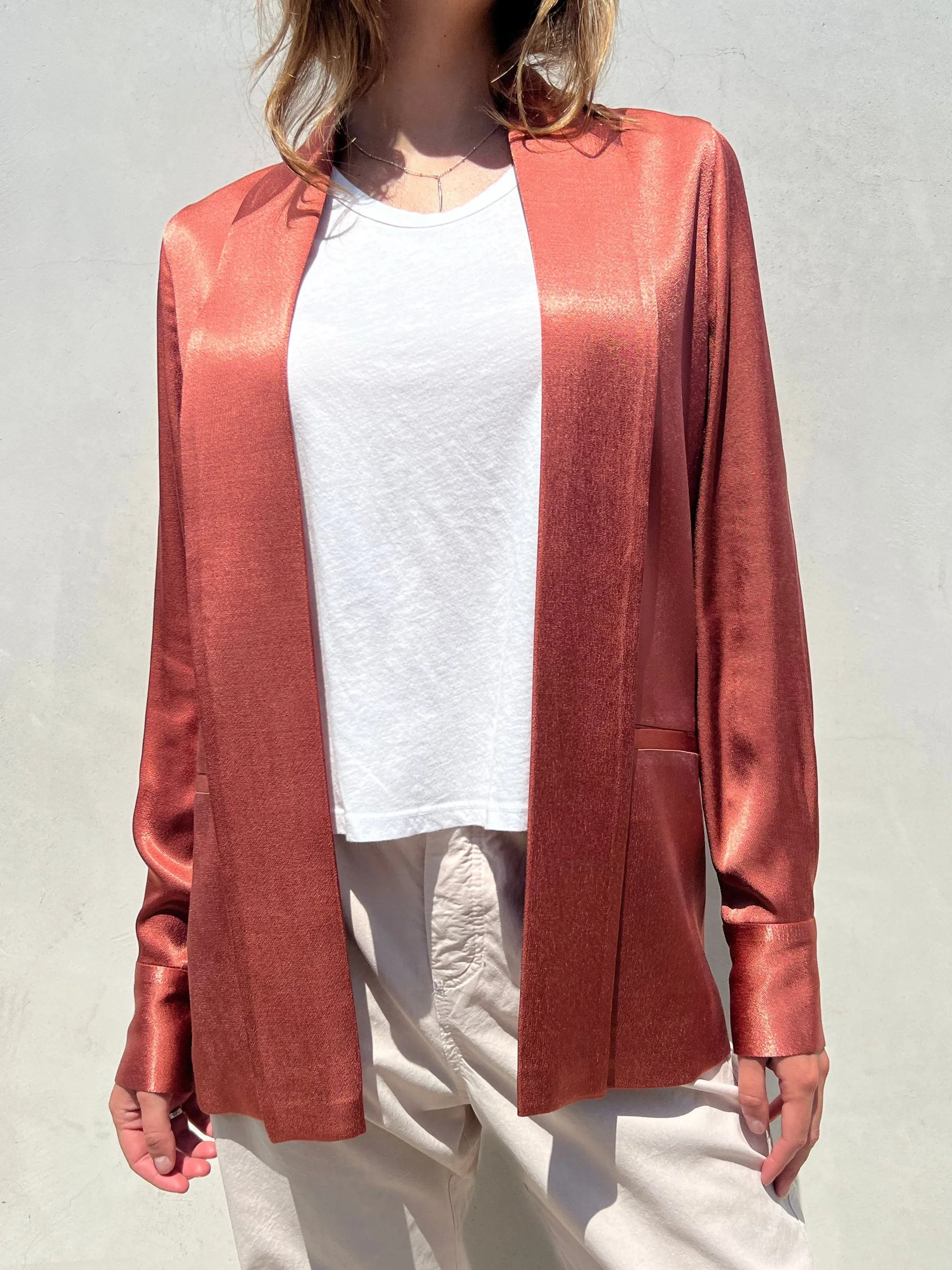 Tux Jacket in Italian Satin - Sable