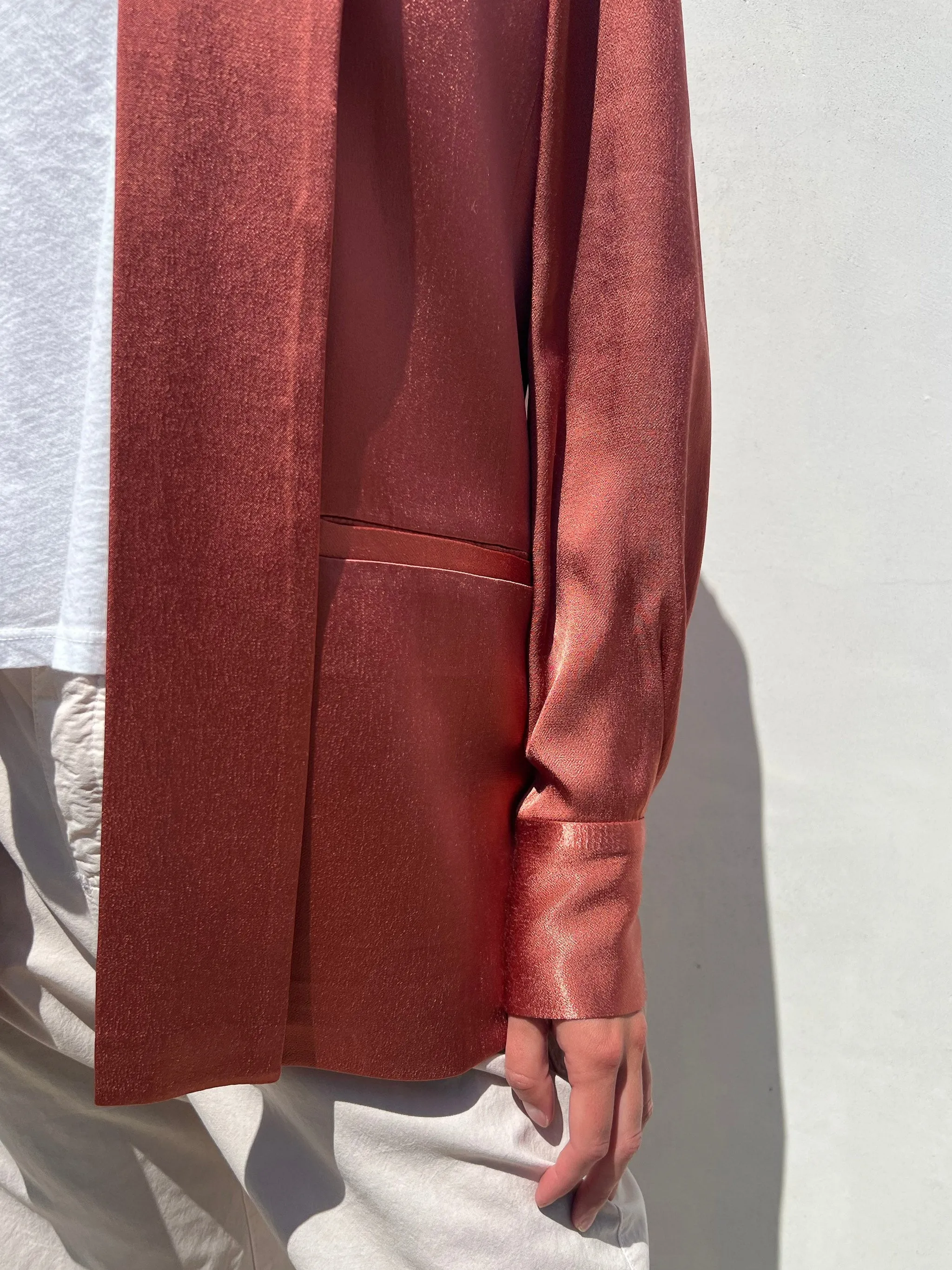 Tux Jacket in Italian Satin - Sable