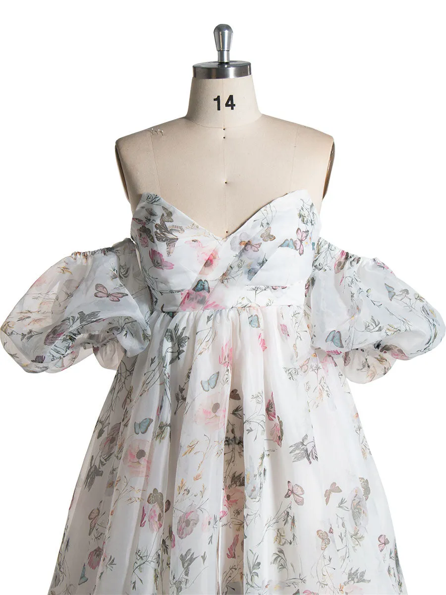 V Neck Printed Floral Maternity Dress for Photoshoot Maternity Gown for Baby Shower and Wedding YW240079