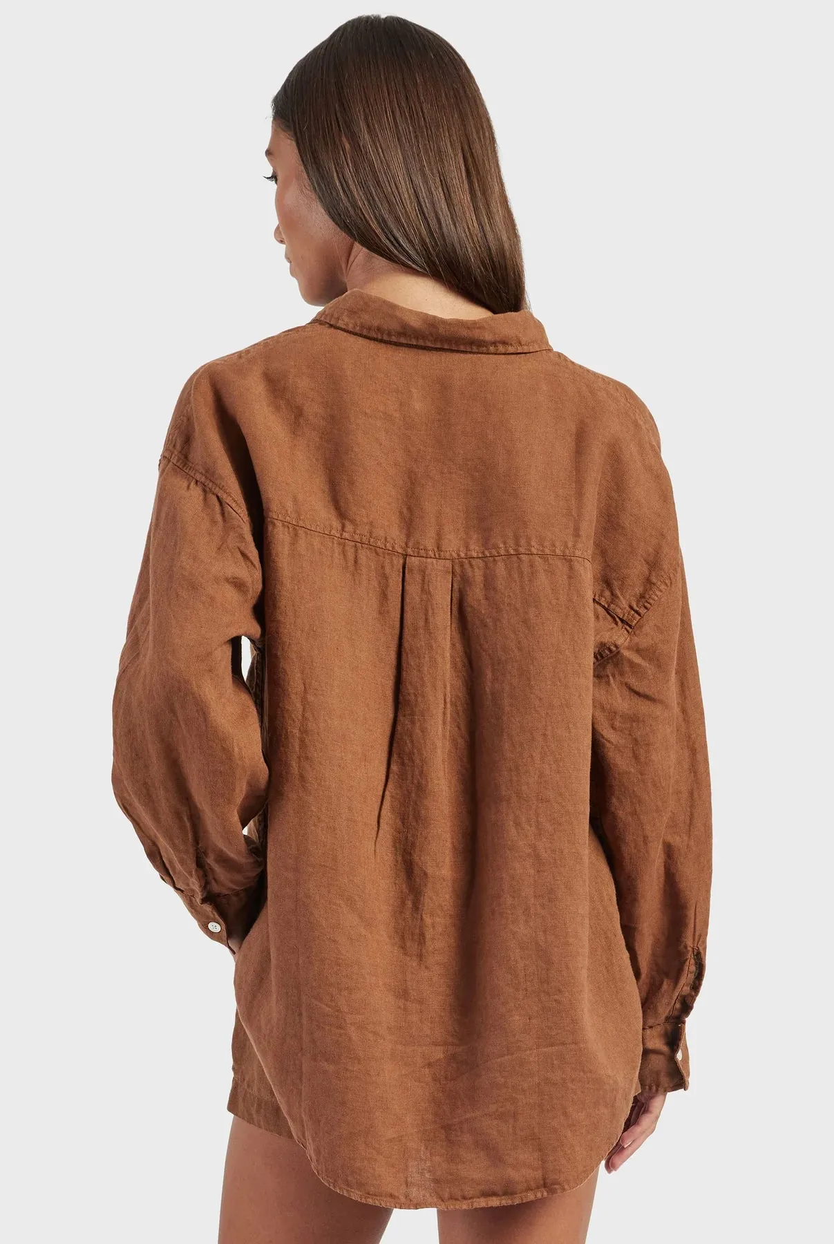 (W) Hampton Linen Shirt in Gingerbread