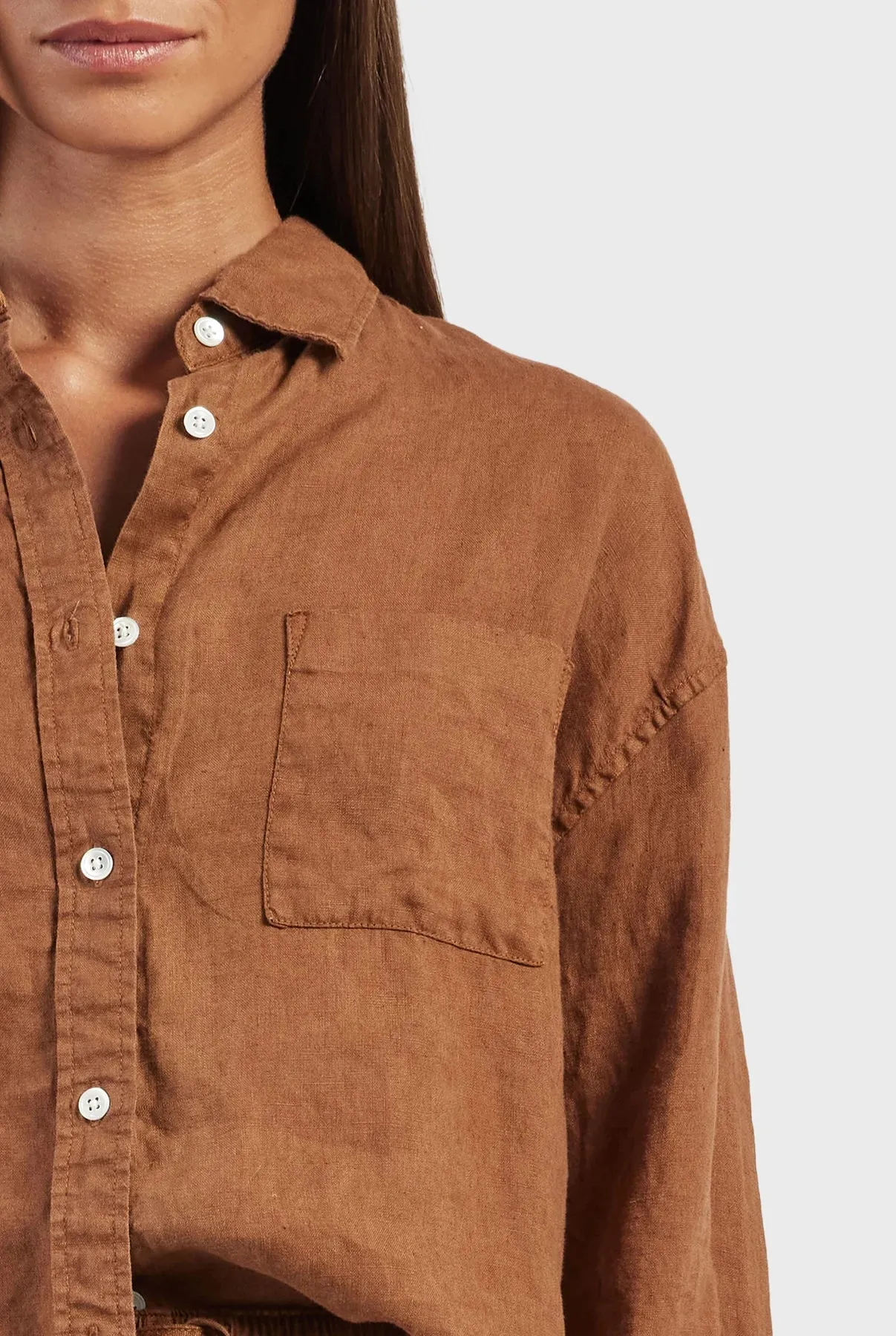 (W) Hampton Linen Shirt in Gingerbread