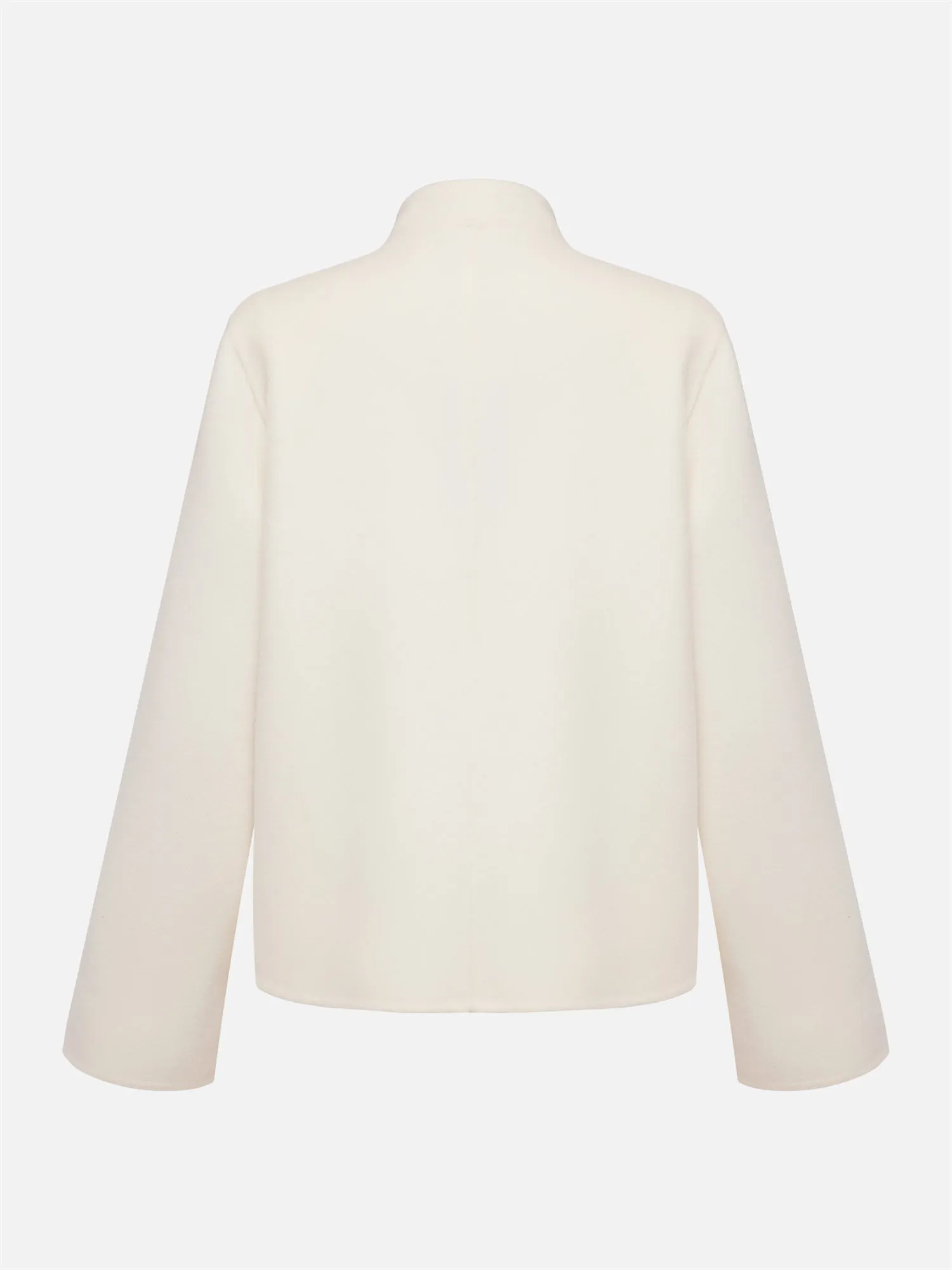 White-on-White Cashmere Cape Double-Faced Wool Short Coat