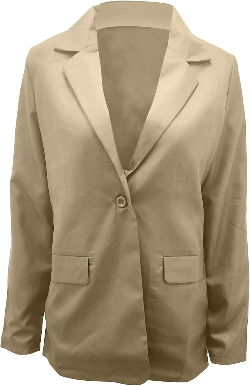 WIWIQS Women's Long Sleeve Open Front Blazer Lapel Work Office Casual Suit Solid Color Comfy Blazers
