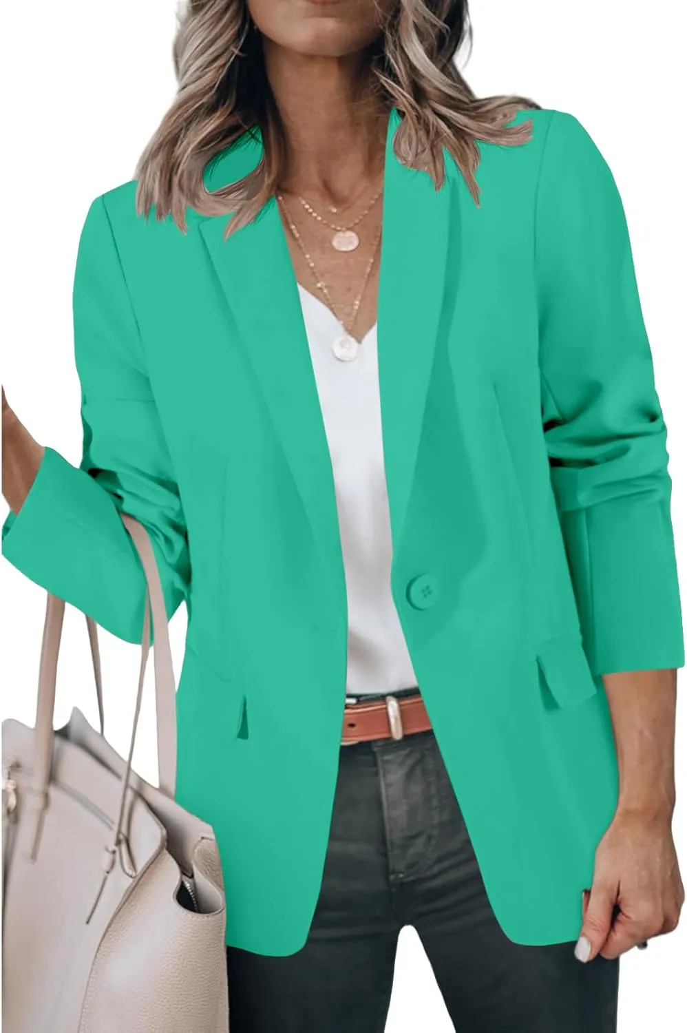 Womens Blazers Dressy Casual Blazers Open Front Long Sleeve Work Office Suit Jackets Lightweight Slim Fit Jackets Coat
