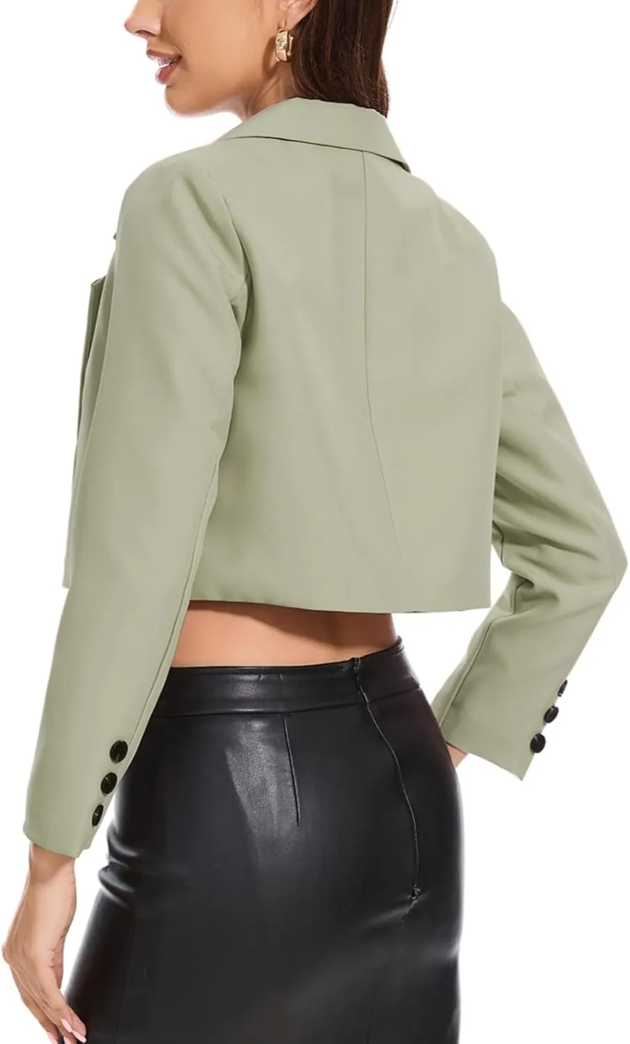 Women's Cropped Blazer Jacket 2025 Blazer Jackets Long Sleeve Lightweight Lapel Button Office Work Suit Jacket