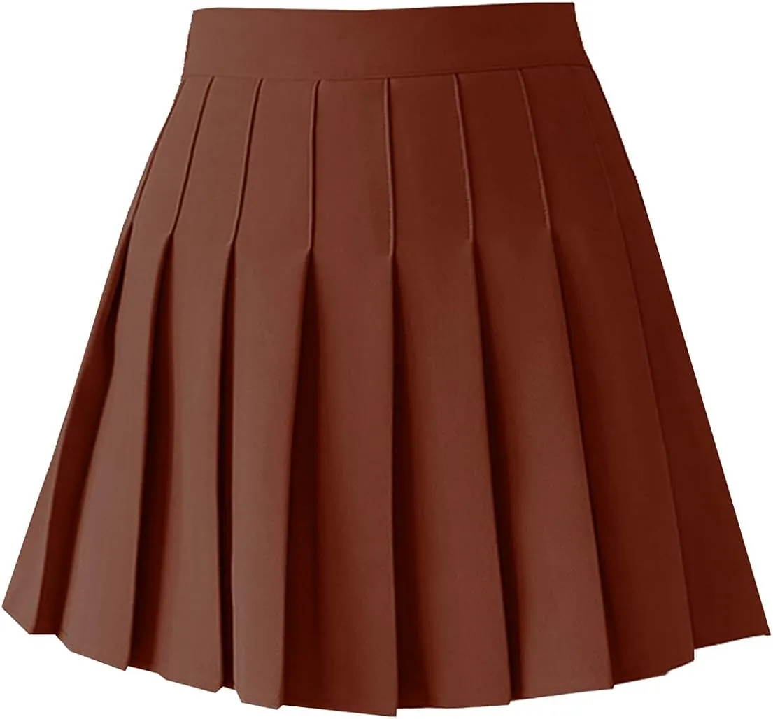 Women's High Waist A-Line Pleated Mini Skirt Short Tennis Skirt