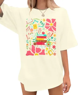 Womens Oversized Graphic Tshirt: Vintage Wildflower Shirt Boho Hiking T Shirt Nature Life Tee Summer Plant Tops